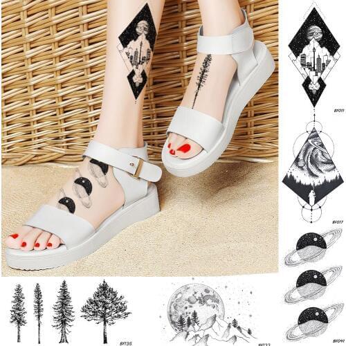 BAOFULI Geometry Rhombus Temporary Tattoo Body Art Painting Arms Legs Tatoos Galaxy Planets Tree Waterproof Fake Tattoo Stickers