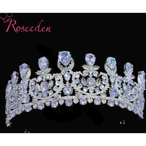 Baroque AAA Rhinestone CZ Tiara Crowns Vintage Cubic Zirconia Wedding Tiara Accessories For Bridal Party RE3744