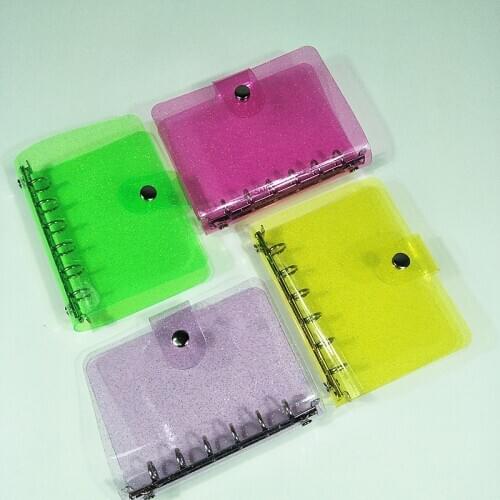A5 A6 A7 PVC Glitter Transparent Notebook Diary Cover Loose Leaf Planner Clip Office Supplies