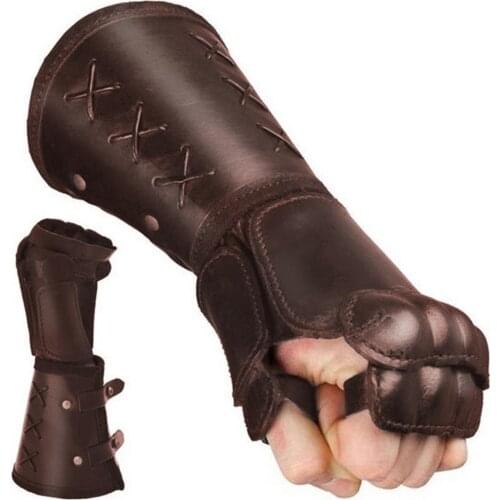 Bracer Medieval For Men Larp Warrior Arm Cuff Armor Gauntlet Wristband Leather Buckle Rivet Knight Wrist Guard Wristband Vambrac