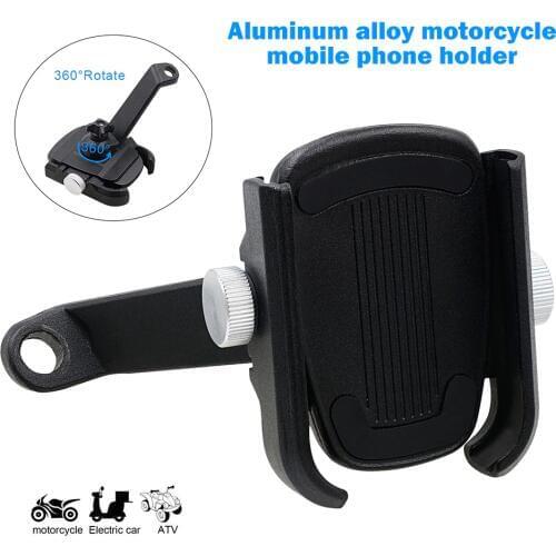 Phone Holder Aluminum Alloy Bike Motorcycle Rearview Mirror Mount Holder 360 Degrees Rotation for the Width 5.9-8.7CM Phone
