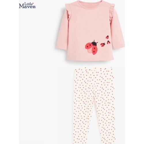 Children European And American Autumn New Long Sleeve Beetle Girl Pink Cute 2 Pieces Sets Boutique Kids Clothing