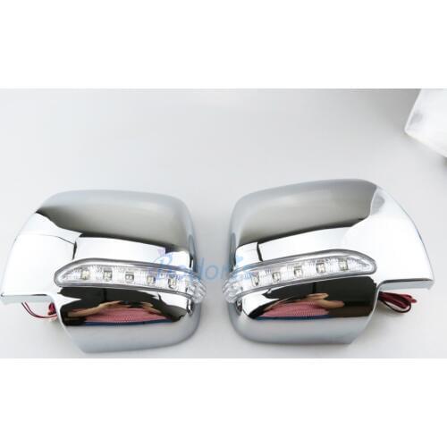 For Toyota Hiace 2005-2018 Side Wing Side Mirror Cover Rear View Overlay With LED Lamp Chrome Car Styling Accessories