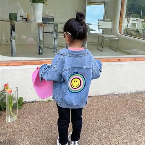 2021 Autumn New Arrival Girls Long Sleeve Denim Coat Kids Kroean Design Jackets Girls Jackets