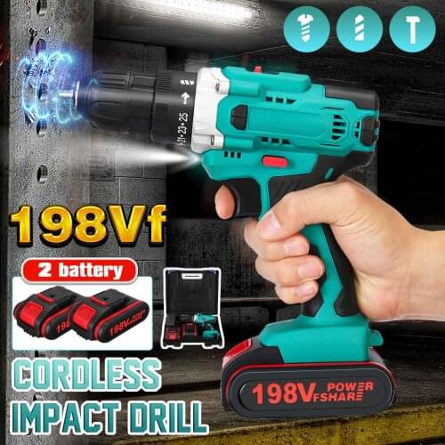 25+3 Torque Adjustment Electric Impact Wrench Brushless Wrench 198vf Household Impact Drill Installation Power Tools 2 Batteries
