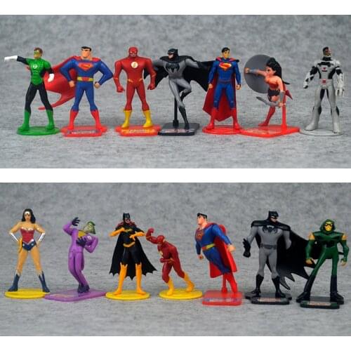 The Flash Justice League Figure Superman Batman Model Green Arrow Wonder Woman Green Lantern Cyborg Batgirl Toys Tiny Figure