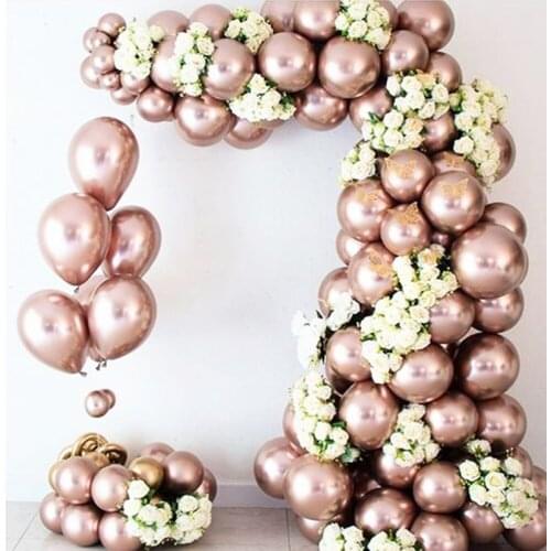 20/40/60/80pcs 5inch rose gold Chrome Metallic Latex balloons Glossy Metal Pearl Helium Globos Wedding Birthday Party Decoration