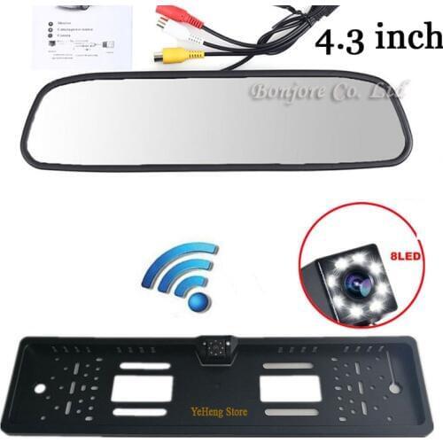Hd 4.3 Inch Car Rearview Mirror Monitor + 2.4Ghz Wireless Video Transmitter and Receiver Kit for license plate camera Camera
