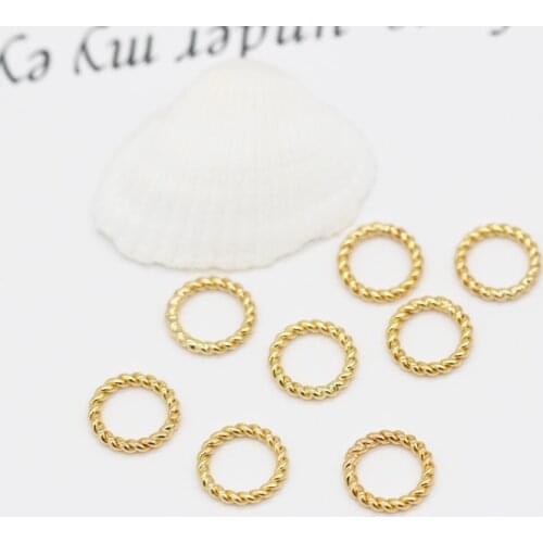 20PCS Jewelry Making Connector Ring 14k Gold Plated Round Twist-Style Closed Ring Findings DIY Necklace Earring Components