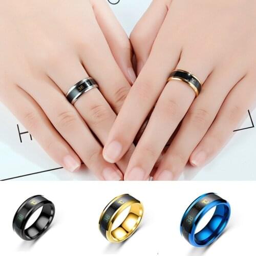 1PC Creative Unisex Index Finger Intelligent Temperature Sensitive Display Waterproof Couple Smart Temperature Ring