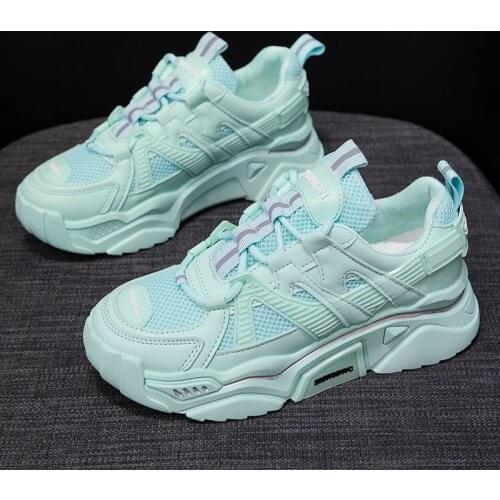 New womens vulcanized shoes thick-soled increased white sneakers fashion solid color mesh summer sports shoes