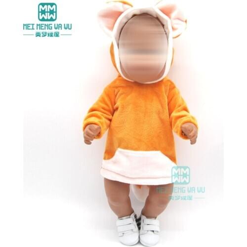 Doll clothes for 43 cm baby new born doll yellow Cartoon hooded crawling clothes girl dress