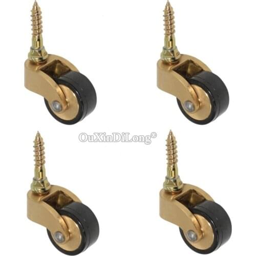 On Stock 4PCS Brass Universal Furniture Casters Table Chair Sofa Piano Rubber Mute Wheels Rollers Runners