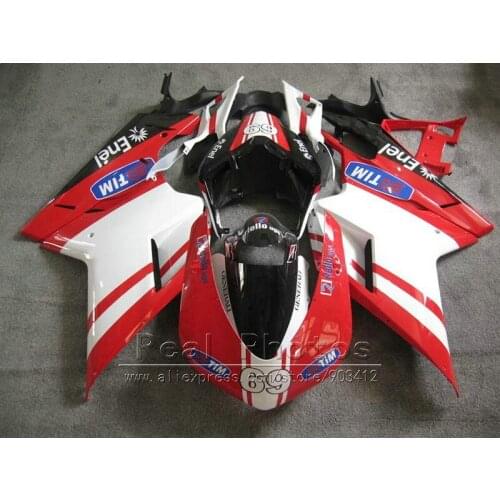 Top selling fairing kit for Ducati 848 1098 1198 07 08 09 10 11 white red black fairings set 848 1198 2007-2011 HZ37