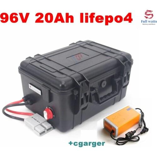 Lifepo4 96v 20Ah lithium battery lifepo4 LFP BMS 109.5v for inverter energy EV power supply ebike scooter + 5A charger