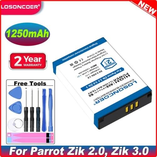 Losoncoer 1250mAh For Parrot Zik 2.0 Zik2.0 Zik 2 Zik 3.0 Zik3.0 Zik 3 Wireless Headset Battery MCELE00254 MH46671 L15
