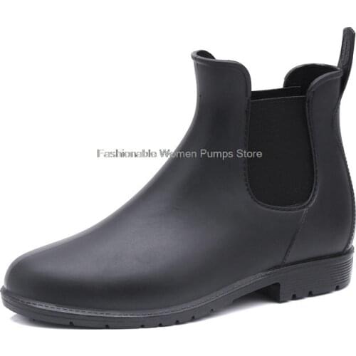 Fashion women Chelsea boots waterproof rain boots famale rubber rainboots womens ankle boots antiskid woman casual shoes 34-43