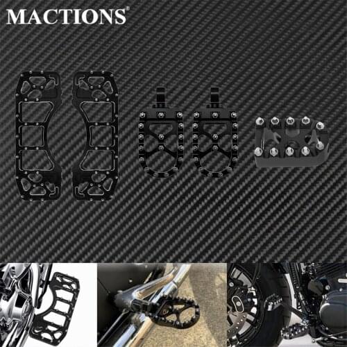 Motorcycle Wide Foot Pegs Front Floorboards Passenger Footrests Gear Shifter Pegs Pedal For Harley Touring Dyna Softail Glide
