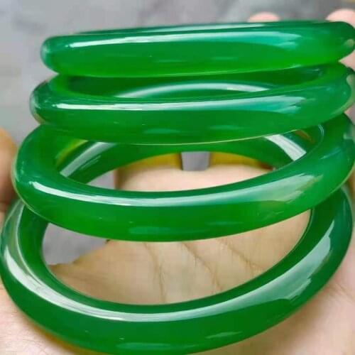 Natural Chalcedony Ice emperor green bracelets women Circular handcarved jade bangle jewelry jadeite bangles Real agate bracelet