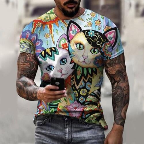 New 2021 Fashion T Shirt For Men Cats Print 3d Cool T-shirt Summer Short Sleeve Casual O-neck Hip Hop Tshirt Male Clothes
