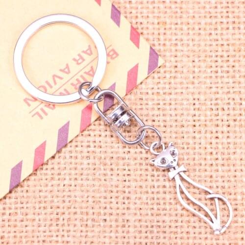 New Fashion Keychain 34x11mm hollow cat Pendants DIY Men Jewelry Car Key Chain Ring Holder Souvenir For Gift