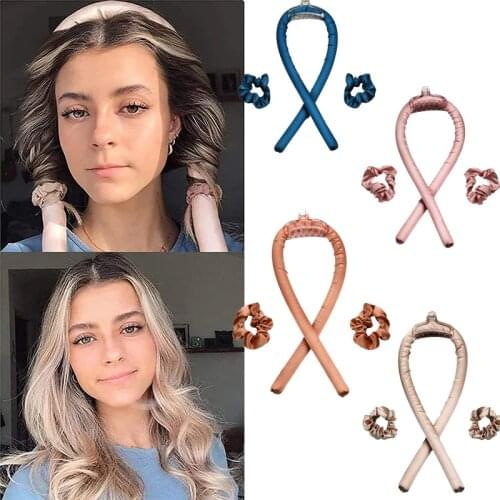 Heatless Curls Headband Heatless Curling Ribbon Overnight Silk Satin Tube Keep Hair Soft Shiny Hair Curler Styling Hair Curlers