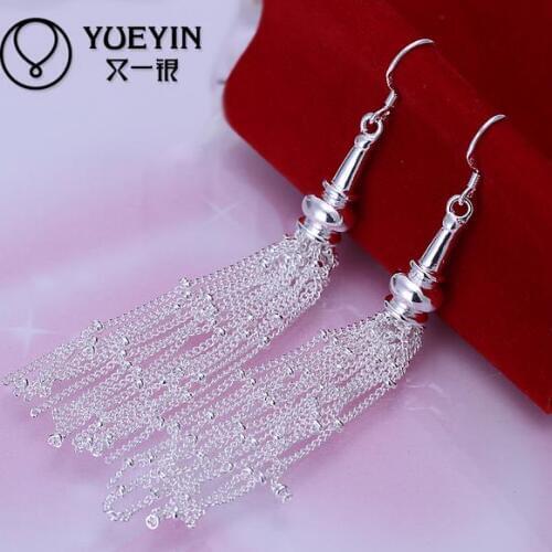 Wholesale silver plated Dangle earrings for women wedding jewelry Long Earrings Super Offer Trendy Bridal