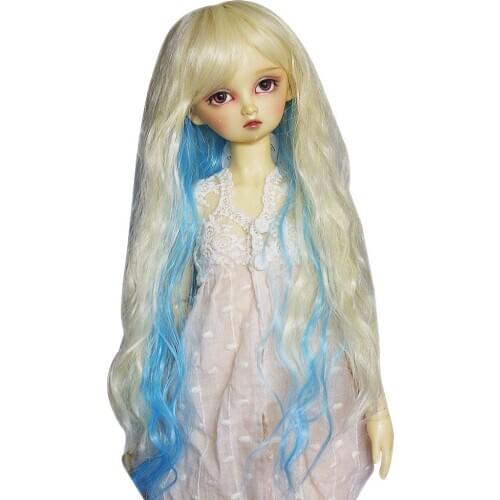 [wamami] 97# Blond&Blue Long Straight Wig For 1/3 SD AOD DOD DZ BJD Dollfie 8"-9" Inch
