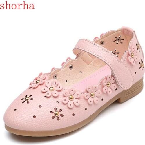 Girls Princess Dress Party Shoes Spring Summer Kids Casual Shoes Baby Girls Flower Pu Leather Hollow soft bottom Shoe