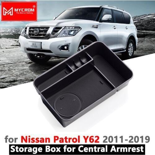 Armrest Box Storage Car Organizer Accessories for Nissan Patrol Y62 2011 2012 2013 2014 2015 2016 2017 2018 Armada Nismo Styling