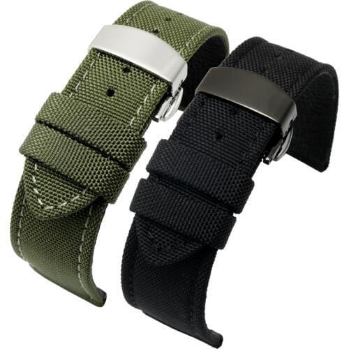 Nylon+ leather bottom layer watchband for S-eiko 5 Canned wristband 18mm 20mm 22mm 23mm 24mm straps with stainless steel buckle