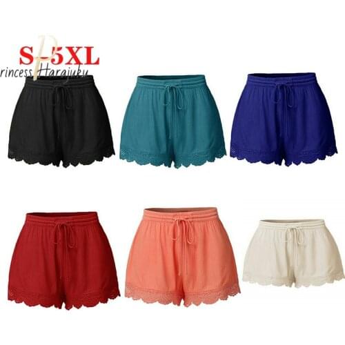 S-5XL Plus Size Womens Shorts Summer Short Femme Sexy Lace Rope Tie Shorts Sport Leggings Fashion Trousers Shorts Short 2021