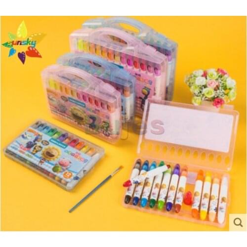 Simbalion 12/24/36 color Rotatable crayon water soluble dazzling oil painting stick washable crayon plastic box art supplies