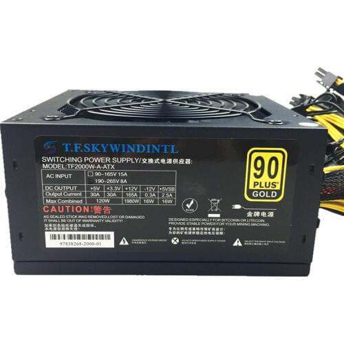 T.F.SKYWINDINTL 2000W ATX 12V ETH Coin Mining Miner Power Supply PC Power Supply 8 Graphics Cards Bitcoin Miner Riser PSU 2000W