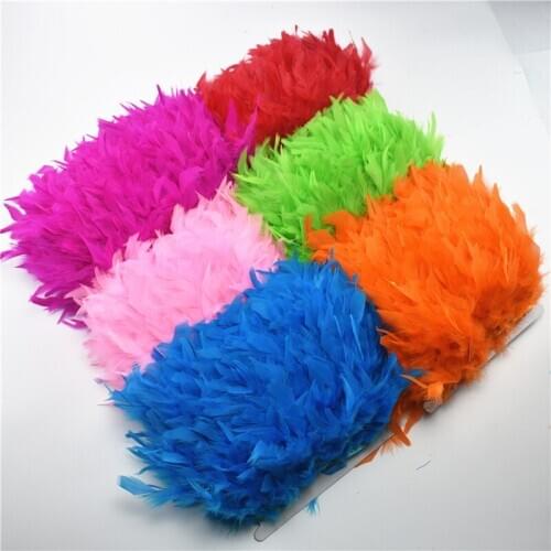 10Meters Turkey Feather Trim Fringe Ribbon Chicken Turkey Feathers Dress White Feather Skirt Plumas Carnaval Sewing Accessories
