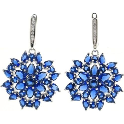 30x12mm Delicate Fine Cut Created Golden Citrine White CZ Briday Gift Hot Selling Silver Earrings Daily Wear