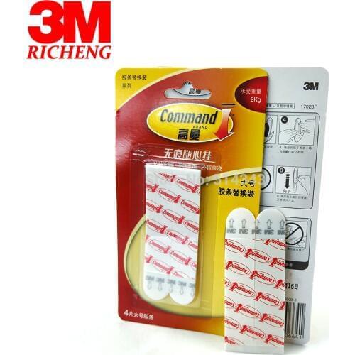 2 Packs Large size 3M Command Resistant Refill Strips Damage-Free Hanging Strips For Wall Hanging 4pcs/pack