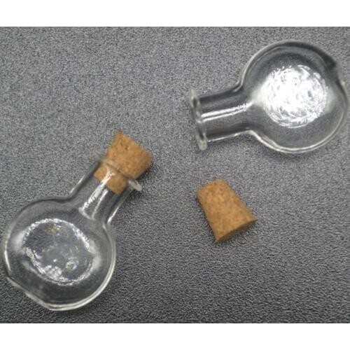 50sets/lot Small cute Glass Bottles With Corks Stoppers High Quality Glass Round Flat Vial Wishing perfume essential oil Bottle