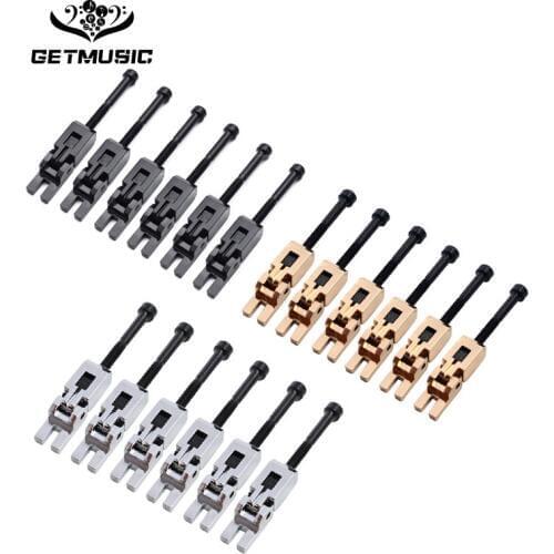 6PCS Electric Guitar Double Locking Systyem Locked String Saddles for Tremolo Bridge Black/Chrome/Gold