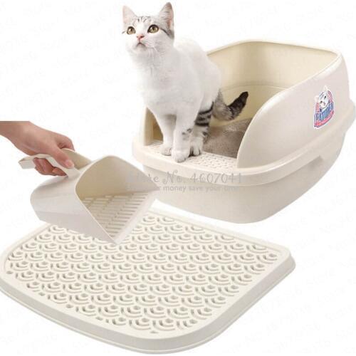 White Large Cat Toilet Training Kit Cat Litter Semi-closed Deodorant Extra Large Anti-splash Cat Supplies Small Kitten