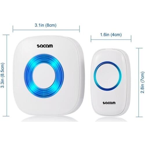 Wireless Door Chime Operating at over 500-feet Range with Over 50 Chimes Remote transmitter button is rated IP33 weatherproof an