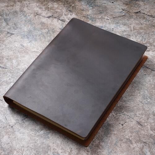 Genuine Leather Notebook A4 Size Vintage Cowhide Leather Kraft Paper Notepad Vintage Diary Sketchbook Large