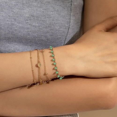 Bohemian Dainty Layered Small Beads Chain Bracelets for Women Gold Color Kpop Trendy Charms Sequin Bracelet Set On Hand Jewelry