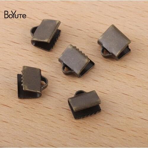 BoYuTe (200 Pieces/Lot) 7MM Metal Brass Leather Cord Clips Ribbon Clip Connectors Handmade Diy Jewelry Accessories Materials