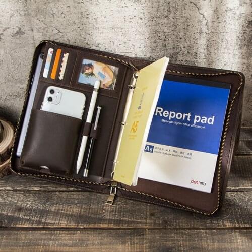 Tablet Case for Samsung Tab S7 Surface HW Mediapad M5 Genuine Leather Bags Pen Notebook Slot Portable Binder Folder Wallet Bags