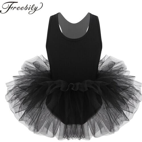 Kids Sleeveless Tulle Tutu Ballet Dress Child Gymnastics Leotards Romper Cute Baby Girls Stage Performance Dance Costume