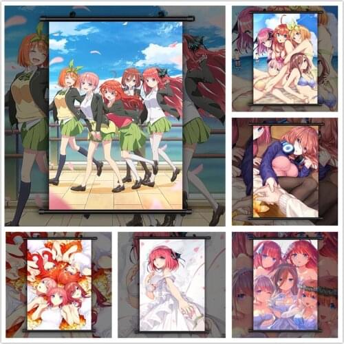 Home Decoration The Quintessential Quintuplets Anime Cute Wall Art Painting Plastic Hanging Scrolls Canvas Print Picture Poster