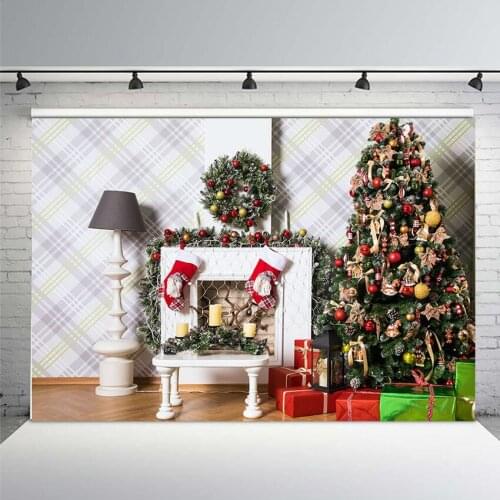 MEHOFOTO Brick Wall Christmas Tree Firewood Crown Baby Photography Background Customized Photographic Backdrops for Photo Studio