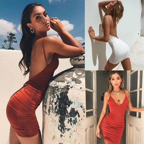 Hirigin Sexy Womens Summer Backless High Draped Slim Bandage Bodycon Evening Party Short Mini Dress
