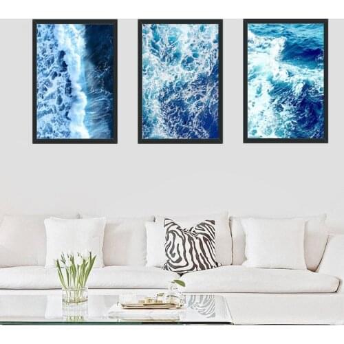 Canvas Painting Nordic Sea Wave Painting Wall Art Poster Picture Print Poster For Living Room Bedroom Home Decor Poster Unframe